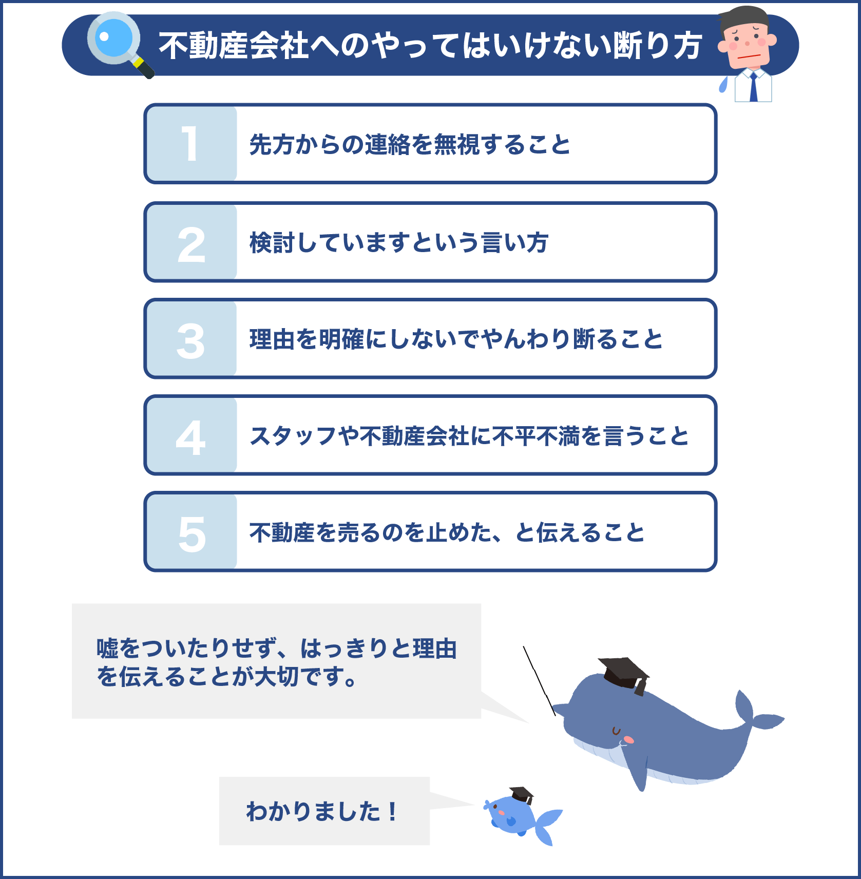 不動産会社へのやってはいけない断り方