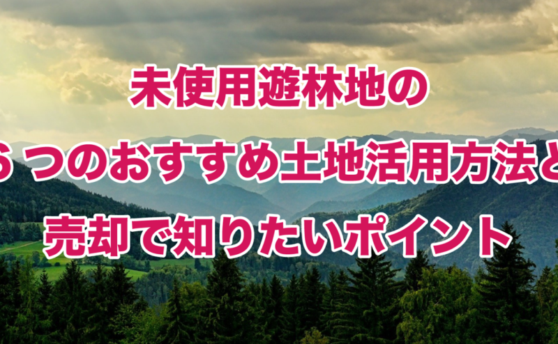 未使用遊林地の6つのおすすめ土地活用方法と売却で知りたいポイント