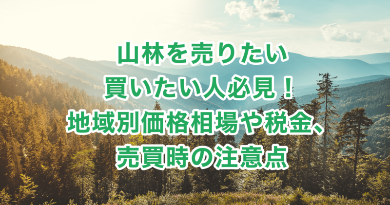 山林を売りたい・買いたい人必見！地域別価格相場や税金、売買時の注意点