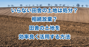 いらない田舎の土地は処分？相続放棄？田舎の土地を効率良く活用する方法